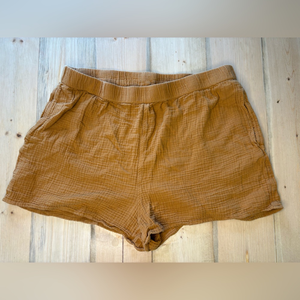 Gauze 100% cotton burnt orange summer shorts with pockets